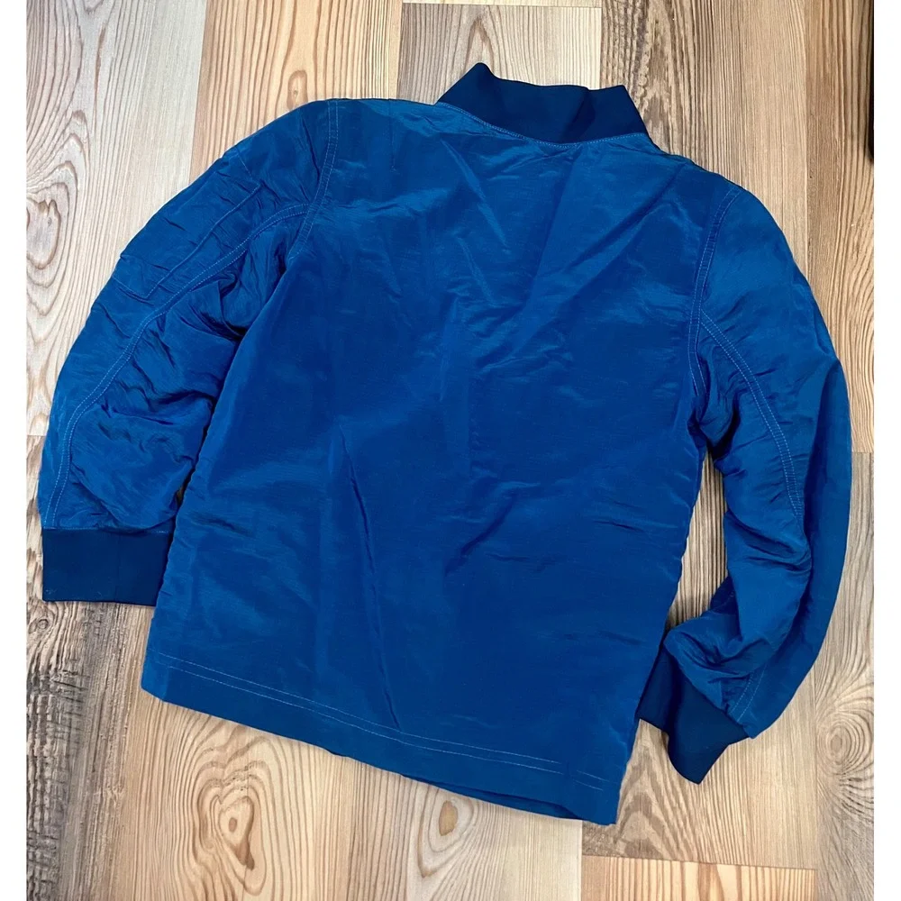 Nike Kids Blue Ripstop Nylon Full Zip Bomber Jacket Utility Sleeve Pocket Size M